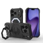 For iPhone 17 Pro Max Camera Shield Armor MagSafe Holder Phone Case with Strap(Black) - 1