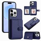 For iPhone 16 Pro Max Button Card Bag RFID Anti-theft Phone Case(Blue) - 1