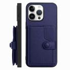 For iPhone 16 Pro Max Button Card Bag RFID Anti-theft Phone Case(Blue) - 2