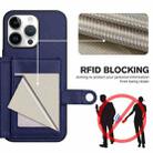 For iPhone 16 Pro Max Button Card Bag RFID Anti-theft Phone Case(Blue) - 3