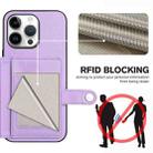 For iPhone 16 Pro Max Button Card Bag RFID Anti-theft Phone Case(Purple) - 3