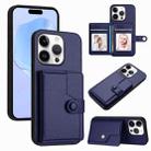 For iPhone 16 Pro Button Card Bag RFID Anti-theft Phone Case(Blue) - 1