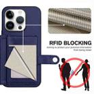 For iPhone 16 Pro Button Card Bag RFID Anti-theft Phone Case(Blue) - 3