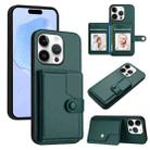 For iPhone 16 Pro Button Card Bag RFID Anti-theft Phone Case(Green) - 1