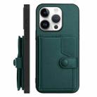 For iPhone 16 Pro Button Card Bag RFID Anti-theft Phone Case(Green) - 2