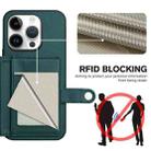 For iPhone 16 Pro Button Card Bag RFID Anti-theft Phone Case(Green) - 3