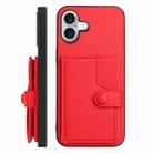 For iPhone 16 Plus Button Card Bag RFID Anti-theft Phone Case(Red) - 2