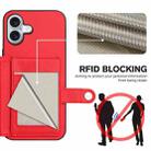 For iPhone 16 Plus Button Card Bag RFID Anti-theft Phone Case(Red) - 3