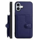 For iPhone 16 Plus Button Card Bag RFID Anti-theft Phone Case(Blue) - 2