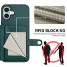 For iPhone 16 Plus Button Card Bag RFID Anti-theft Phone Case(Green) - 3