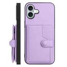 For iPhone 16 Plus Button Card Bag RFID Anti-theft Phone Case(Purple) - 2