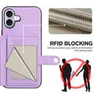 For iPhone 16 Plus Button Card Bag RFID Anti-theft Phone Case(Purple) - 3