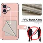 For iPhone 16 Button Card Bag RFID Anti-theft Phone Case(Pink) - 3