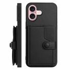 For iPhone 16 Button Card Bag RFID Anti-theft Phone Case(Black) - 2