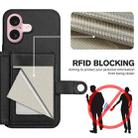 For iPhone 16 Button Card Bag RFID Anti-theft Phone Case(Black) - 3