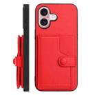 For iPhone 16 Button Card Bag RFID Anti-theft Phone Case(Red) - 2