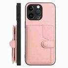 For iPhone 15 Pro Max Button Card Bag RFID Anti-theft Phone Case(Pink) - 2