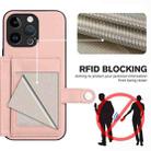 For iPhone 15 Pro Max Button Card Bag RFID Anti-theft Phone Case(Pink) - 3