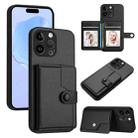 For iPhone 15 Pro Max Button Card Bag RFID Anti-theft Phone Case(Black) - 1