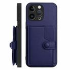 For iPhone 15 Pro Max Button Card Bag RFID Anti-theft Phone Case(Blue) - 2