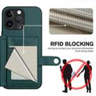 For iPhone 15 Pro Max Button Card Bag RFID Anti-theft Phone Case(Green) - 3