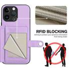 For iPhone 15 Pro Max Button Card Bag RFID Anti-theft Phone Case(Purple) - 3