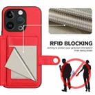 For iPhone 15 Pro Button Card Bag RFID Anti-theft Phone Case(Red) - 3