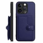 For iPhone 15 Pro Button Card Bag RFID Anti-theft Phone Case(Blue) - 2