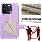 For iPhone 15 Pro Button Card Bag RFID Anti-theft Phone Case(Purple) - 3