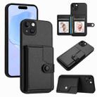 For iPhone 15 Plus Button Card Bag RFID Anti-theft Phone Case(Black) - 1