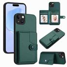 For iPhone 15 Plus Button Card Bag RFID Anti-theft Phone Case(Green) - 1