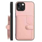 For iPhone 15 Button Card Bag RFID Anti-theft Phone Case(Pink) - 2