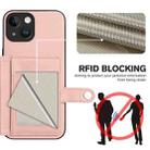 For iPhone 15 Button Card Bag RFID Anti-theft Phone Case(Pink) - 3