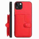 For iPhone 14 Plus Button Card Bag RFID Anti-theft Phone Case(Red) - 2