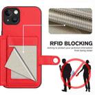 For iPhone 14 Plus Button Card Bag RFID Anti-theft Phone Case(Red) - 3