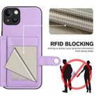 For iPhone 14 Plus Button Card Bag RFID Anti-theft Phone Case(Purple) - 3