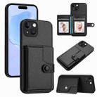 For iPhone 14 Button Card Bag RFID Anti-theft Phone Case(Black) - 1