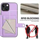 For iPhone 14 Button Card Bag RFID Anti-theft Phone Case(Purple) - 3