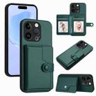 For iPhone 14 Pro Button Card Bag RFID Anti-theft Phone Case(Green) - 1