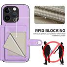 For iPhone 14 Pro Button Card Bag RFID Anti-theft Phone Case(Purple) - 3