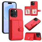 For iPhone 14 Pro Max Button Card Bag RFID Anti-theft Phone Case(Red) - 1