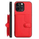 For iPhone 14 Pro Max Button Card Bag RFID Anti-theft Phone Case(Red) - 2