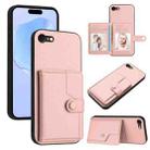 For iPhone SE 2022 / 2020 Button Card Bag RFID Anti-theft Phone Case(Pink) - 1