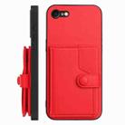 For iPhone SE 2022 / 2020 Button Card Bag RFID Anti-theft Phone Case(Red) - 2