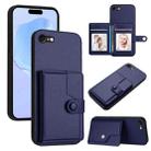 For iPhone SE 2022 / 2020 Button Card Bag RFID Anti-theft Phone Case(Blue) - 1