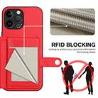 For iPhone 13 Pro Max Button Card Bag RFID Anti-theft Phone Case(Red) - 3