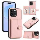 For iPhone 13 Pro Button Card Bag RFID Anti-theft Phone Case(Pink) - 1