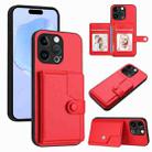 For iPhone 13 Pro Button Card Bag RFID Anti-theft Phone Case(Red) - 1