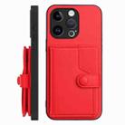 For iPhone 13 Pro Button Card Bag RFID Anti-theft Phone Case(Red) - 2