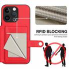 For iPhone 13 Pro Button Card Bag RFID Anti-theft Phone Case(Red) - 3